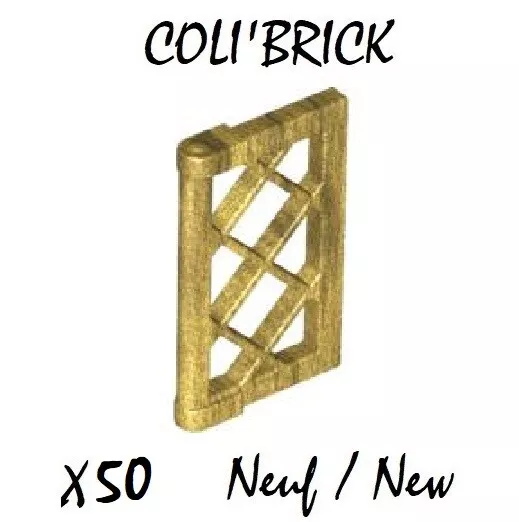 Lego 60607 - 50x Fenêtre / Window 1x2x3 Lattice - Doré / Pearl Gold - NEUF