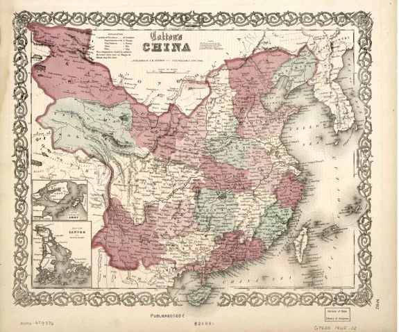1865 Map| Colton's China| China Map Size: 20 inches x 24 inches |Fits 20x24 size