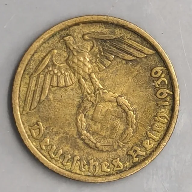 1939 NAZI GERMANY German 5 Pfennig coin (#C3463)