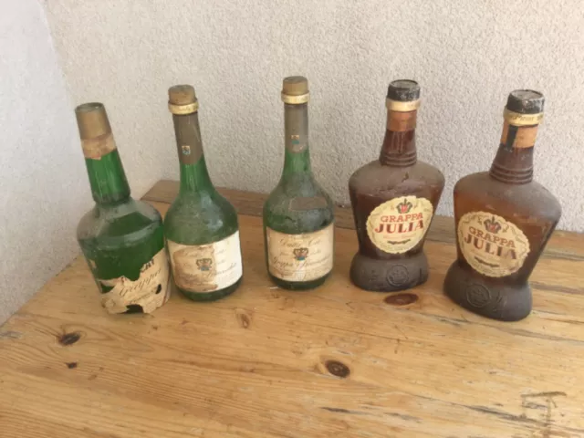 Grappa vintage da collezione n. 5 bottiglie