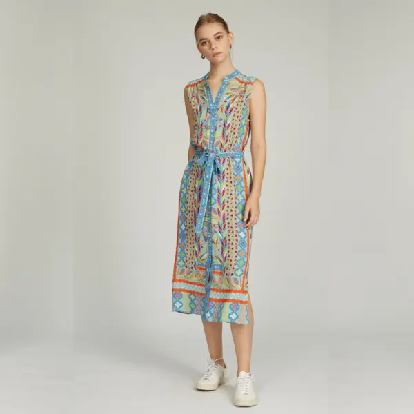 NWT $550 SALONI Tilly Midi Dress In Patched Needlework 0