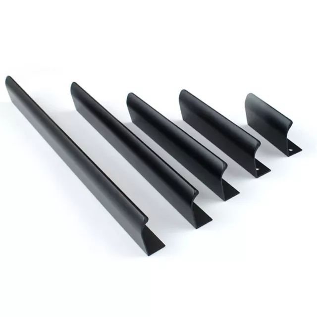 Tirón de dedos de aleación de aluminio negro para puertas y cajones de gabinete diseño elegante