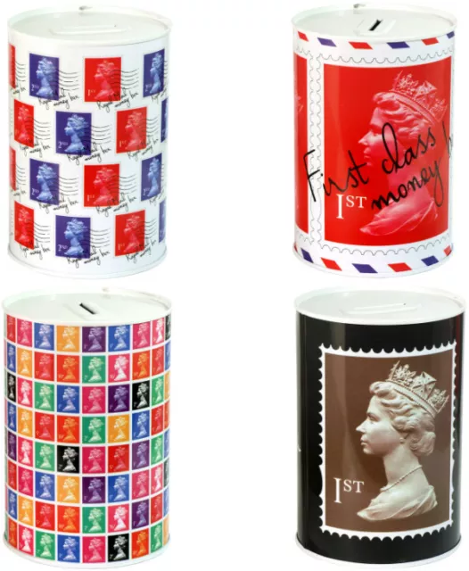 Large Sealed Money Tin Piggy Bank Savings Box Royal Mail Stamps/Coke/Unicorn