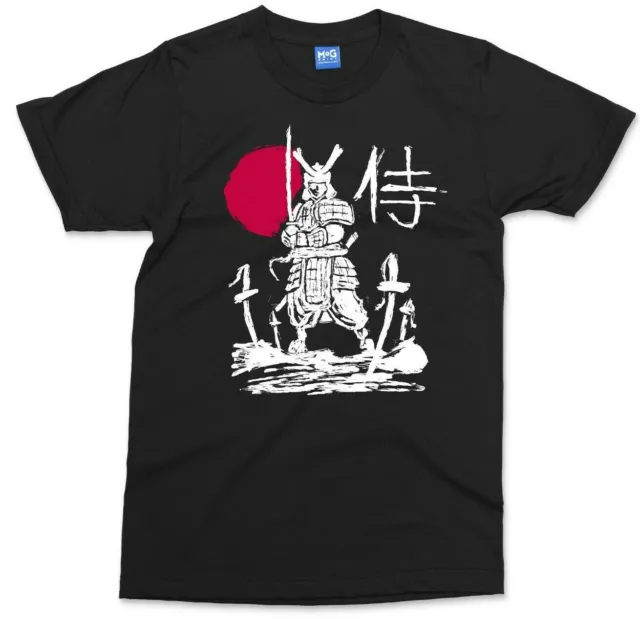 Samurai Paint Sketch Art T-shirt Japan Sun Warrior Swordsman Japanese Gift Shirt