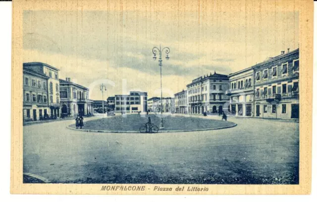 1941 MONFALCONE (GO) Piazza del LITTORIO *Cartolina ANIMATA bicicletta FP VG