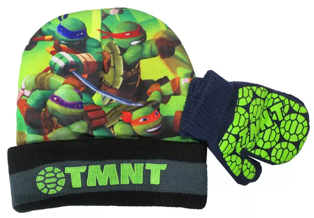 Teenage Mutant Ninja Turtle TMNT Cap & Knit Mittens Toddler 2 Pcs Set New