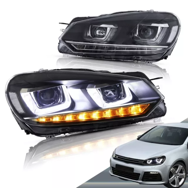 VLAND LED Phare Double Poutre pour Volkswagen VW Golf 6 MK6 2010 2011 2012 2014