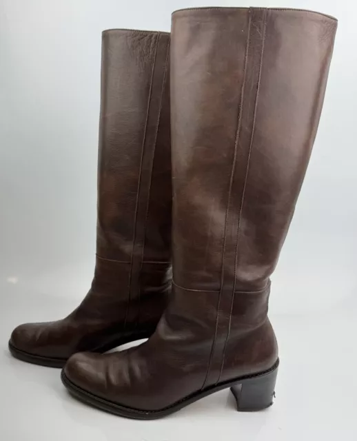 L K Bennett Women’s Brown Leather Knee Length Boots - UK Size 5 Euro 38 See Desc