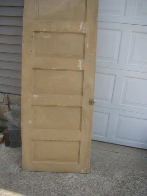 Antique Vintage 5 Panel Wood Wooden Door 27 5/8 x 75 5/8 x 1 3/8 Closet Pantry