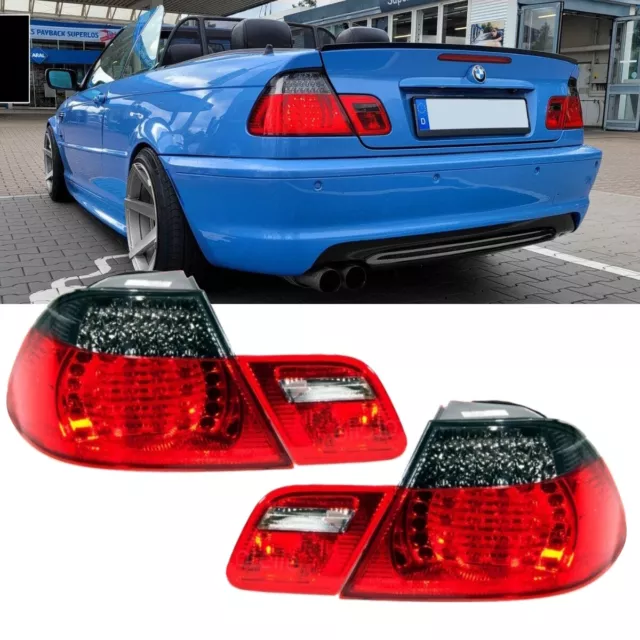 LED Feux Arrières Kit Compatible pour BMW E46 Cabriolet Rouge Fumé 99-03 Lifting
