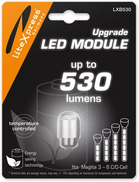 LXB530 LED Upgrade Modul 530 Lumen Für 3-7 C/D-Cell Maglite Taschenlampen