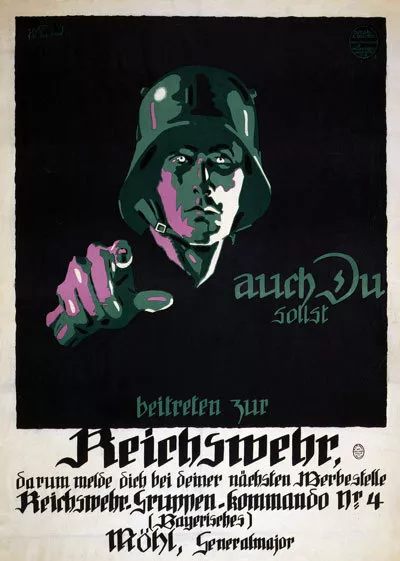 2W5 Vintage WWI German Join The Reichswehr Recruitment War Poster WW1 Print A4