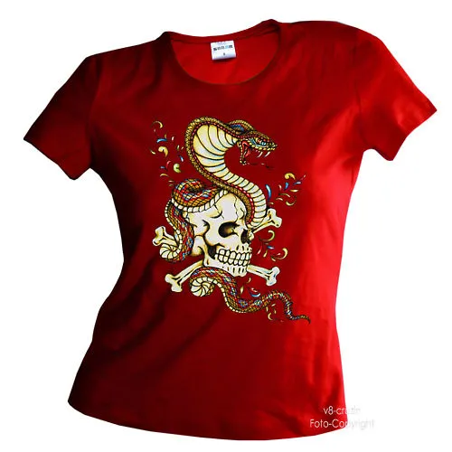 * Biker Tattoo Totenkopf Damen Girl T-Shirt *7189