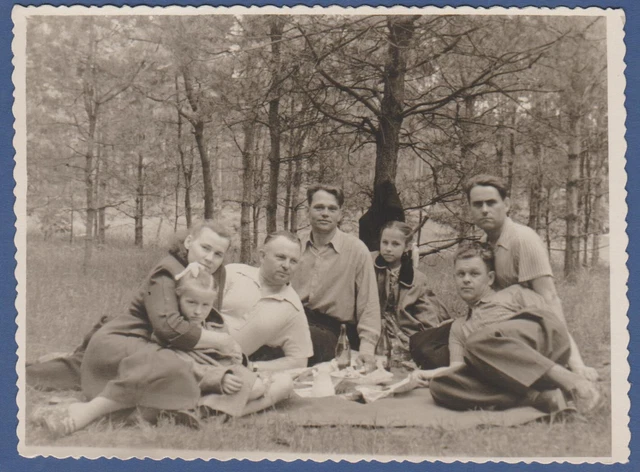 Beautiful Guys and Girls Eating in Nature Soviet Vintage Photo USSR