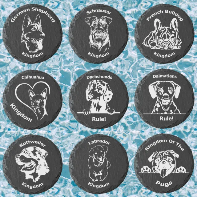 Personalised Engraved Dog Design Slate Drinks Coaster Gift Birthday Anniversary