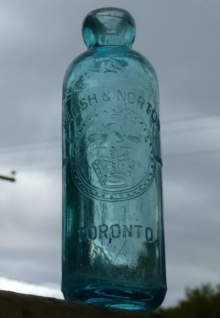 Antique Toronto, Ontario Hutchinson soda bottle ‘WALSH & NORTON’ BIMAL FREE S/H!