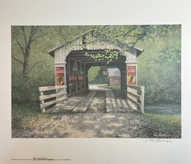Bridge Over Creek 1999 Coca-Cola Print 16x12 Signed Jim Harrison