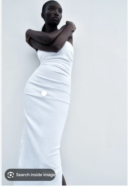 ZARA 2023 WHITE Denim Midi Tube Dress S NWT 30.00 - PicClick UK