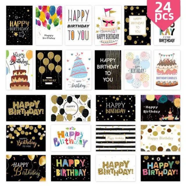 24 x Premium Birthday Cards Bulk Mixed Party Card Pack for Every Occasion