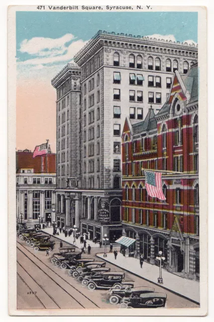 Syracuse New York c1920's Vanderbilt Square, business district, vintage cars