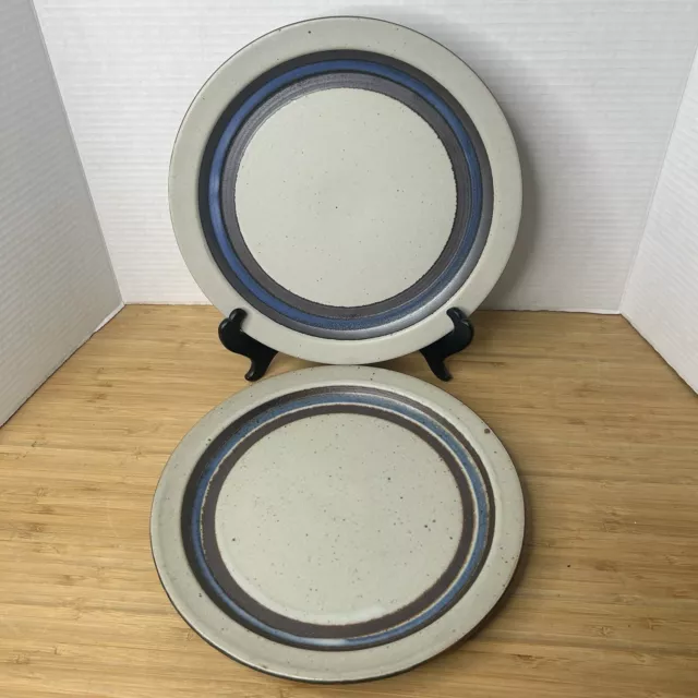 2 Vintage Hand Crafted Otagiri Japan Horizon Stoneware Dinner Plates 10.5"