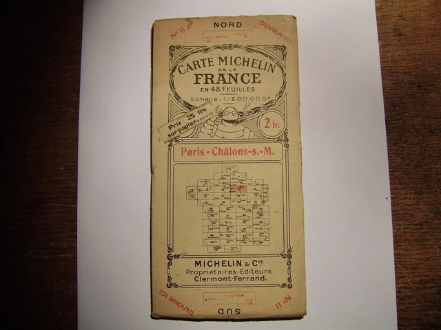 CARTE MICHELIN Paris - Chalons sur Marne 1923