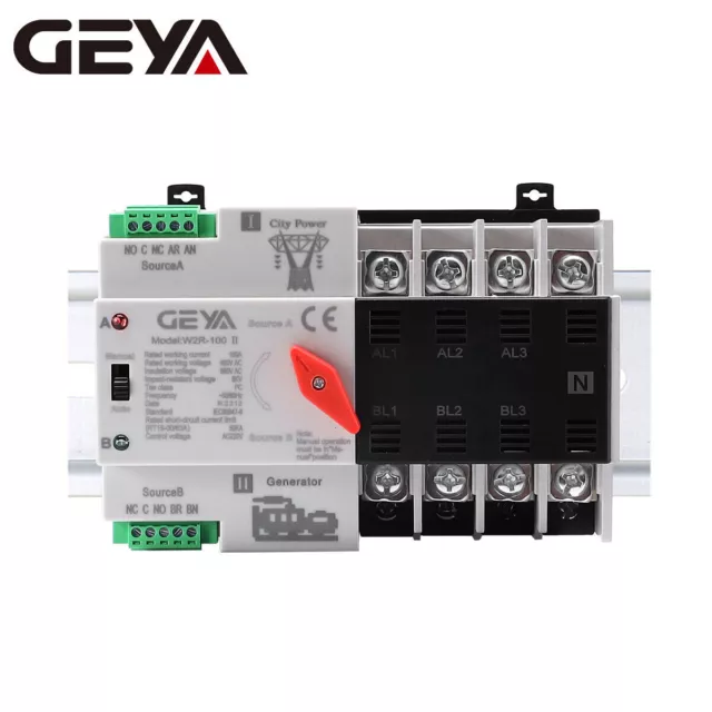 GEYA Automatischer Transferschalter Dual Power 4P 63A 230V 50Hz Grid to Generato