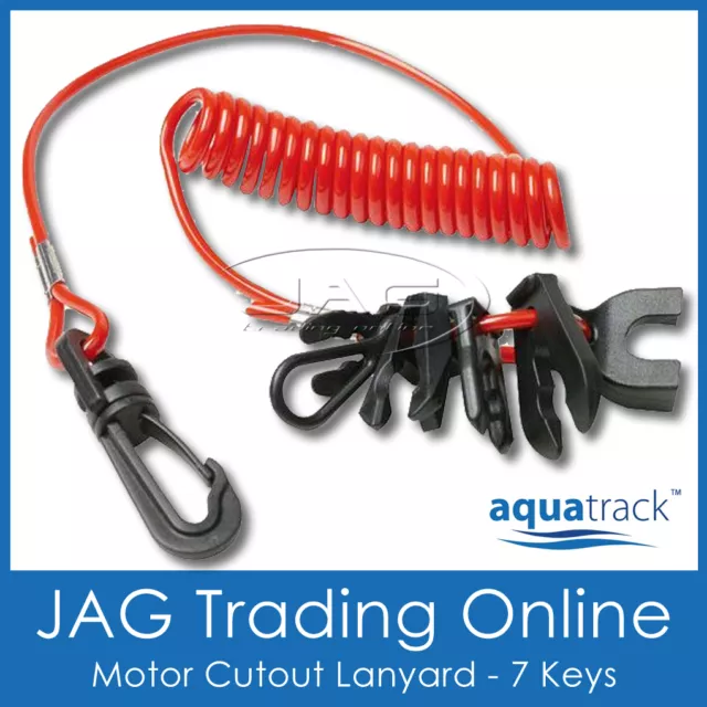 AQUATRACK UNIVERSAL OUTBOARD BOAT MOTOR KILL SWITCH KEYS & LANYARD-Boat/Outboard