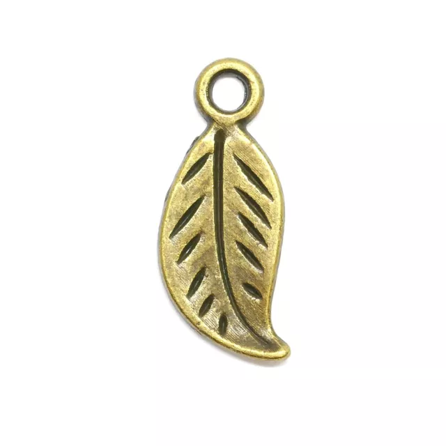 10 Blatt Charms - Antik Bronzeton - 17 mm x 8 mm - Pflanzenbäume Anhänger P01418