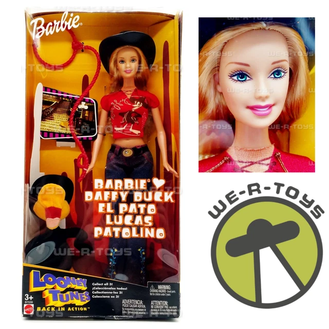 LOONEY TUNES DOS En Action Barbie Aime Daffy Canard Poupée 2003 Mattel