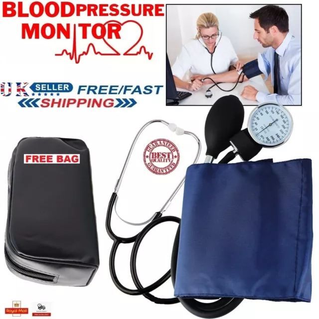 Manual Blood Pressure Monitor BP KIT Nylon Cuff Stethoscope & Sphygmomanometer