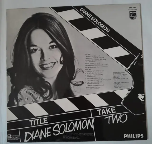 Diane Solomon "Take Two" 1975 Philips 12" 33RPM Stereo Vinyl LP 6308236 EX/EX 2