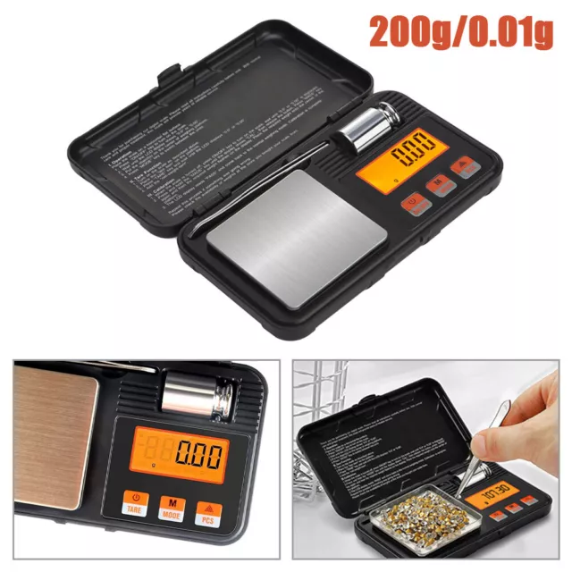 LCD (200 x 0.01g) Precision Digital Pocket Scale Mini Food Scales with 50g New