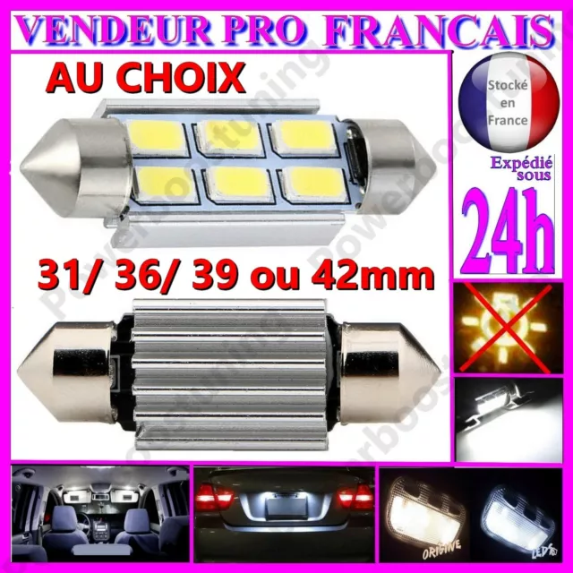 Ampoule Navette Lampe A Led Smd C5W Anti Erreur Feu Xenon 31 36 39 42Mm Blanche