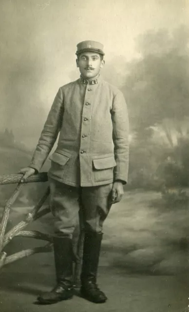 France Grenoble - Man in Uniform old real photo postcard