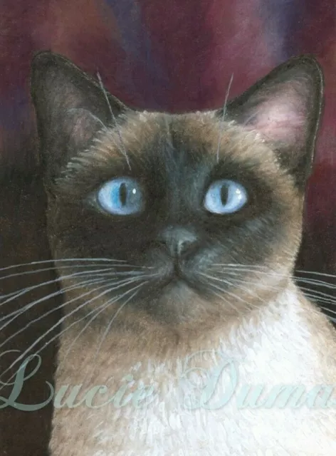 ACEO miniature collectible art print Siamese Cat 548 art painting L.Dumas