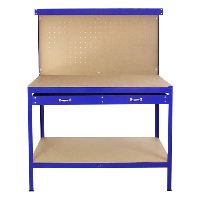 Panca da lavoro con pegboard e cassetto blu
