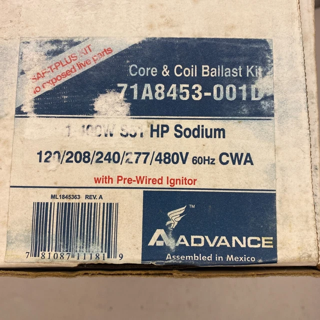 ADVANCE 71A8453001D CORE & COIL BALLAST KIT 1400W S51 HP SODIUM 120