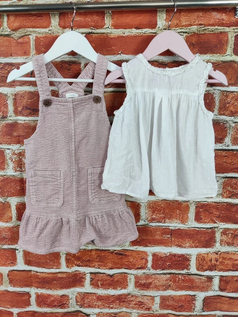 Girls Bundle Age 2-3 Years Next White Top Blouse Pink Pinafore Dress Kids 98Cm