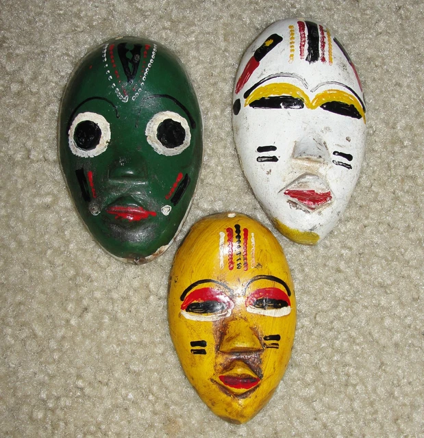 3 African Dan Baule Toma Passport Mask Pendants Liberia Collection Ivory Coast