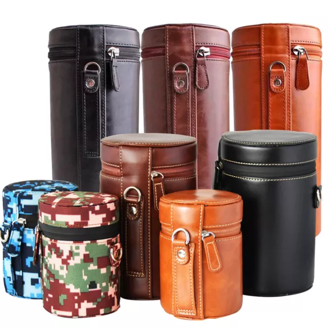 Lens Bag Retro Hard PU Leather Lens Case for Can0n Nikon Sony Pentax Fujifilm 2