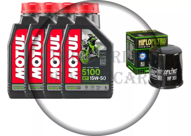 Set / Mantenimiento 4 Litros Aceite Motul 5100 15W50 Y Filtro de Hiflo HF 303