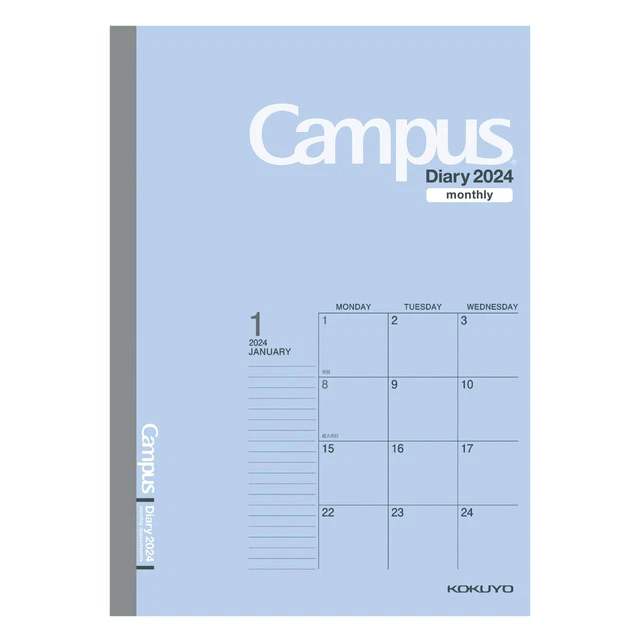 KOKUYO CAMPUS DIARY Notebook 2024 Semi B5 Monthly Block Blue 32.40