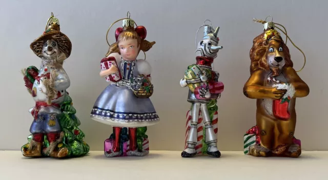 KURT ADLER SET OF 4 - THE WIZARD OF OZ - NOBLE GEMS GLASS ORNAMENTS - 5" High