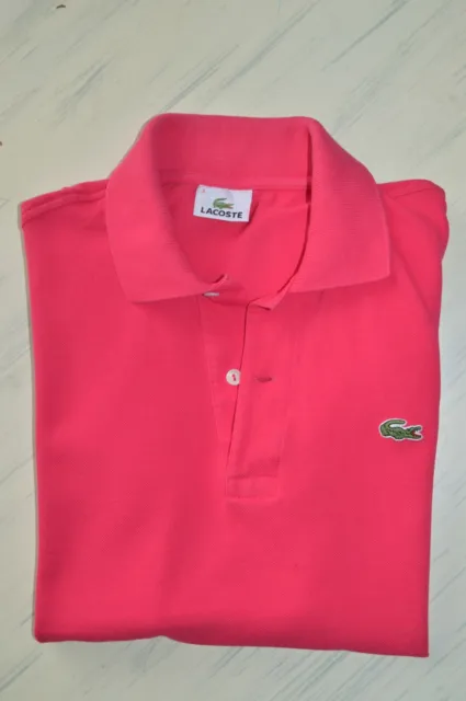 Lacoste Mens Short Sleeved Polo Shirt Size 3 / Small Pink Casual Cotton Top