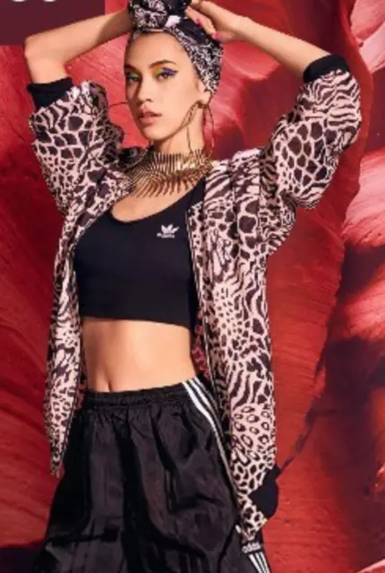 Giacca top da pista Adidas See Through donna leopardato Jaguar stampa animale SEXY