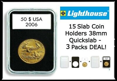 Pack of 5 Lighthouse Quickslab 38mm Graded Coin Slabs US Ike/Morgan Silver Dollar Holders 
