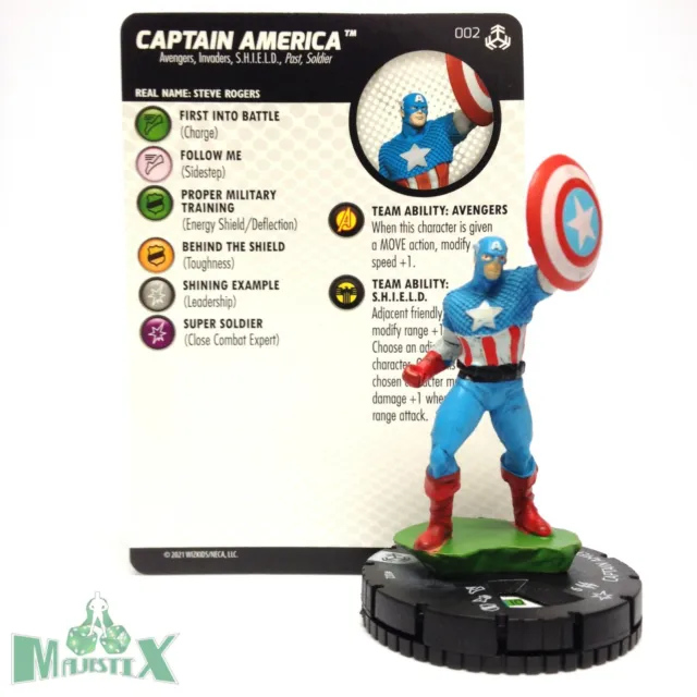 Heroclix Avengers War of the Realms set Captain America #002 Common fig w/card!