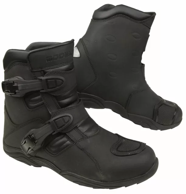 MODEKA Motorradstiefel MUDDY TRACK EVO schwarz Leder mit CE wasserdicht Gr. 44