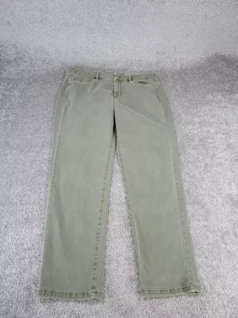 J Jill Jans Womens 14 Petite Boyfriend Straight Leg Ankle Stretch Denim Green